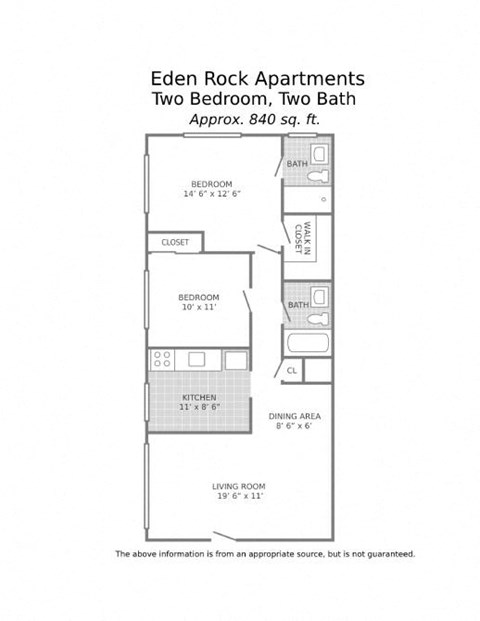 2 bedroom-840 sq. ft.
